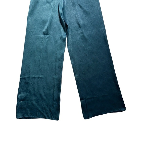 Lulus Let Me Entertain You Dark Green Satin Wide Leg Jumpsuit Women’s US M - Picture 7 of 9